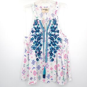Savanna Jane NWT floral embroidered aztec A-line tunic tank‎ top Size 2X western